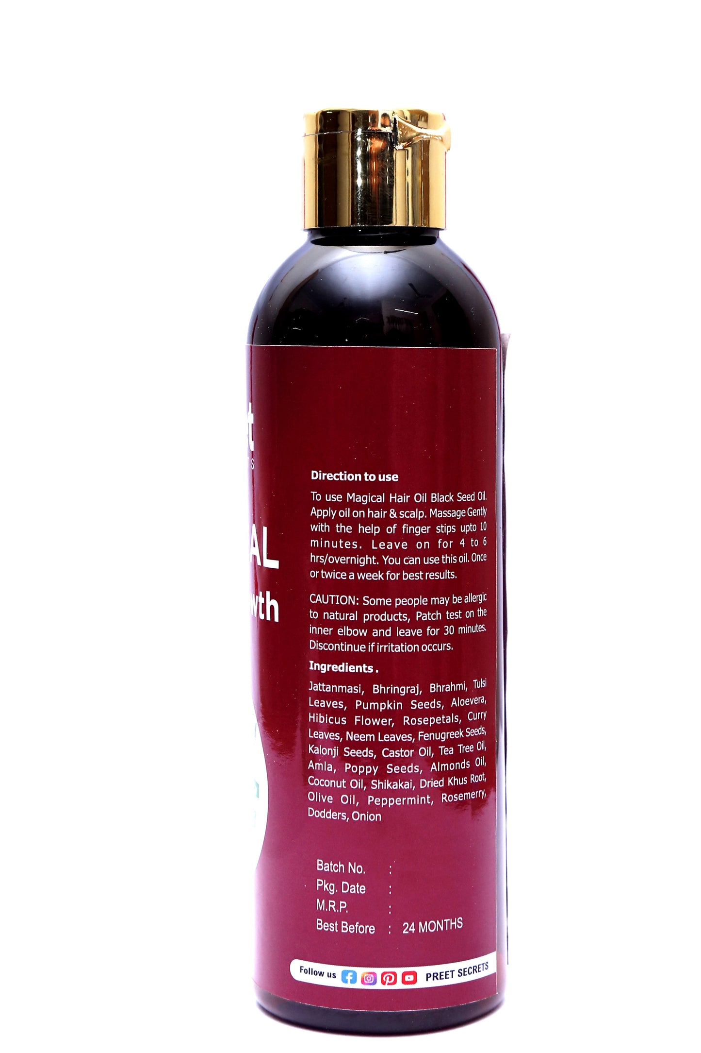 Magical hair growth oil 
Herbal Hair 
Natural hair oil 
Organic Hair oil
Hair oil 
Preet Secrets 
Preet Secrets Magical Growth Oil 
Reduce hairfall 
hair regrowth 
Baldness